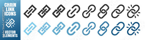 Chain link icons set. vector connection symbols and hyperlink elements on transparent background