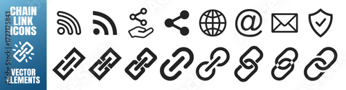 Chain link icons set. vector connection symbols and hyperlink elements on transparent background