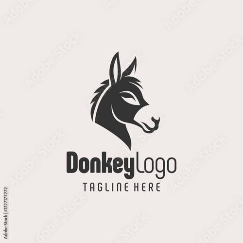 Canvastavla Strong Black White Donkey Icon