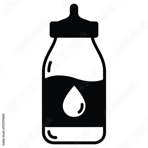 Simple black and white baby bottle icon symbol illustration design