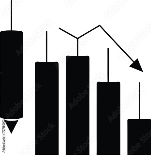  candlestick chart falling on white .eps