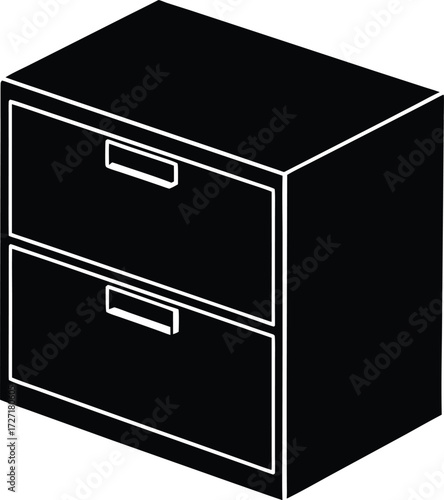  filing cabinet closed on white .eps