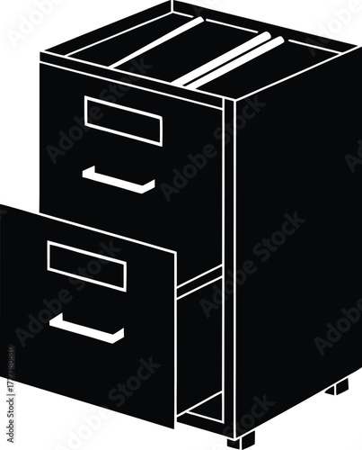  filing cabinet open on white .eps