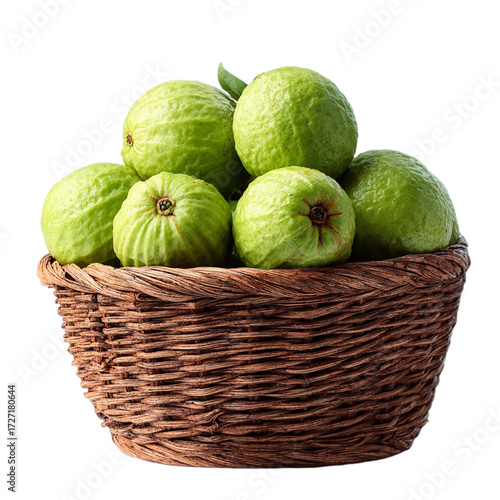 Wallpaper Mural Green guavas in wicker basket on transparent background Torontodigital.ca