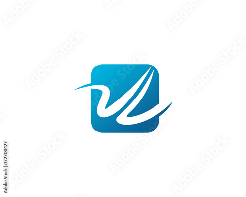 vector logo design of the letter "W" with a square around it