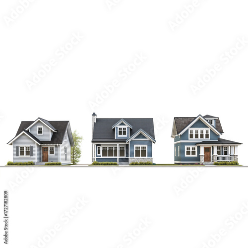 Wallpaper Mural  a set of three houses on a white background  Torontodigital.ca