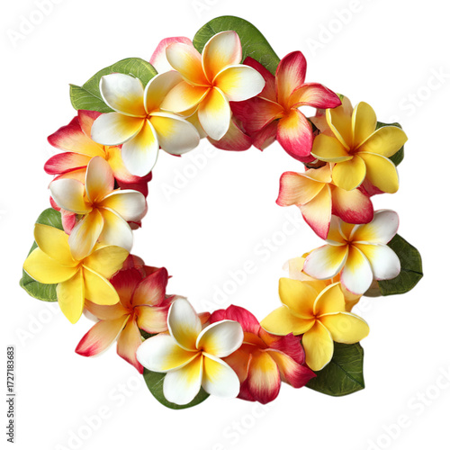Wallpaper Mural Hawaii garland of frangipani flowers in circle on transparent background Torontodigital.ca