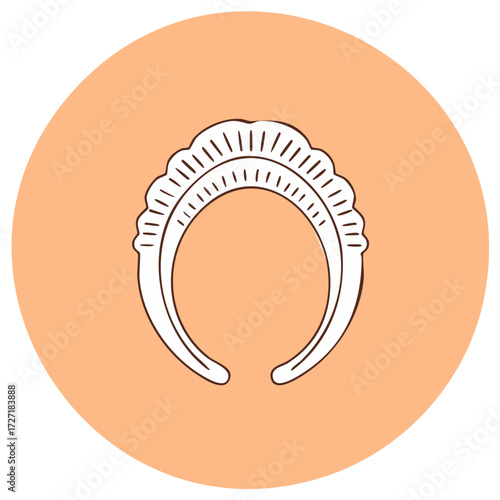 Stylized White Maid Cap Outline on Peach Circle Icon