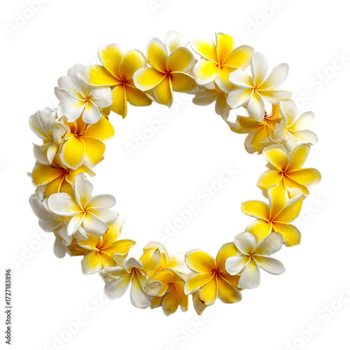 Wallpaper Mural Hawaii garland of frangipani flowers in circle on transparent background Torontodigital.ca