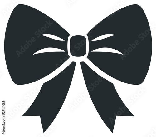 Simple black bow tie silhouette with a central knot and dangling loops