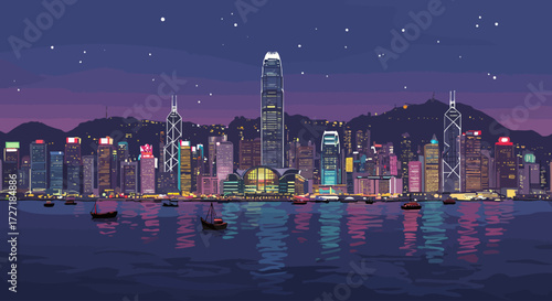 Hong Kong Skyline at Night A Stunning Cityscape Reflection