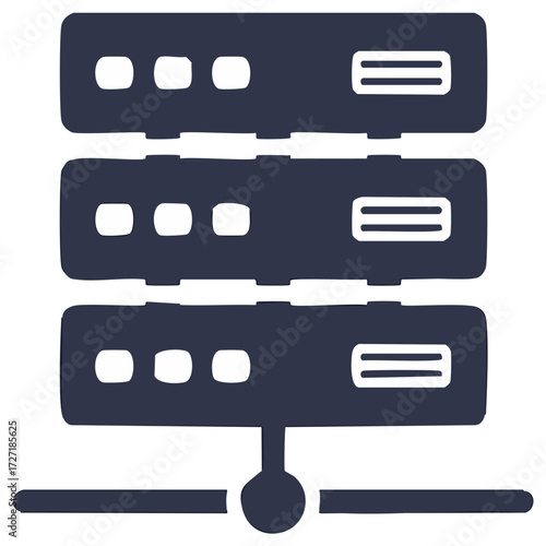 Conceptual server rack tower illustration representing digital network hosting service