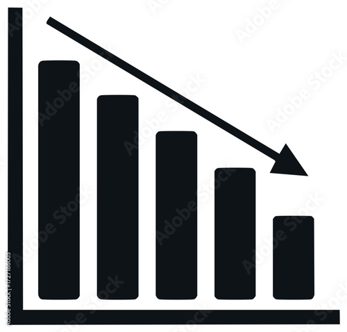 Downward Graph Trend Black Symbol Representing Loss Recession or Failure