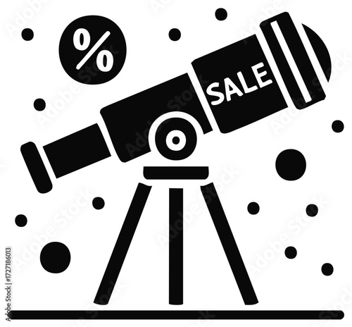 Discovering the Best Sales and Discount Offers with a Marketing Telescope Icon