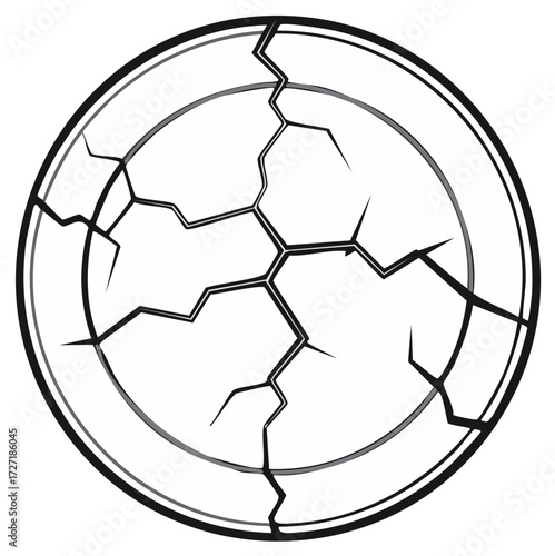 Broken Circle with Cracks: Symbol of Damage, Stress, and Imperfection Concept Art
