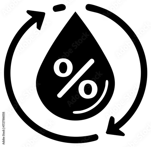 Humidity level and moisture control icon with percentage symbol and cycle arrow