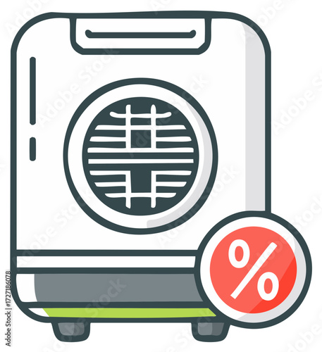 Air cooler with Chinese design and percentage discount for sale, vector illustration