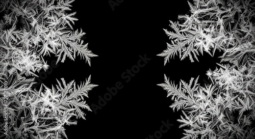 Wallpaper Mural Symmetrical frost ice crystals forming a natural frame on a black background. Torontodigital.ca