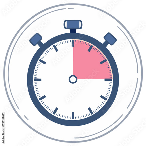 Clean graphic stopwatch icon displaying a quarter of time highlighted in pink for duration measurement