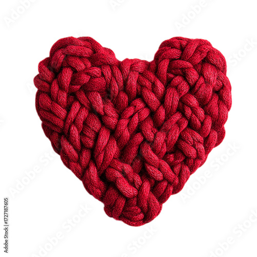 Wallpaper Mural Heart made of knitted thick red thread yarn on transparent background Torontodigital.ca
