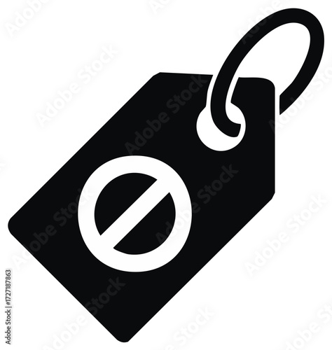 Price Tag Icon with Restriction Sign, Banned Symbol with Label, Sales and Promotion Restrictions for Products, No Promotion