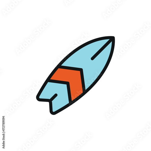 Free Download Surfboard icon in color with line style for surfing, holiday, and water sport visuals. - GFXLoad