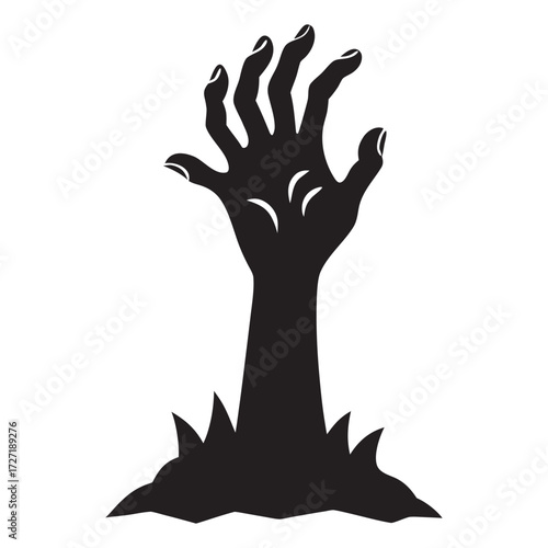 Creepy zombie hand emerging from the ground a dark and spooky illustration for halloween or horror themes