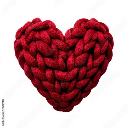 Wallpaper Mural Heart made of knitted thick red thread yarn on transparent background Torontodigital.ca
