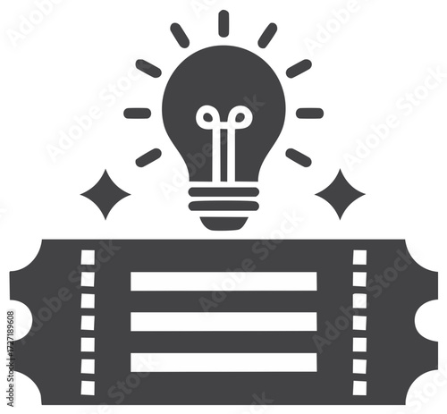 Bright Idea Ticket Creative Concept Entry Pass Lightbulb Illustration