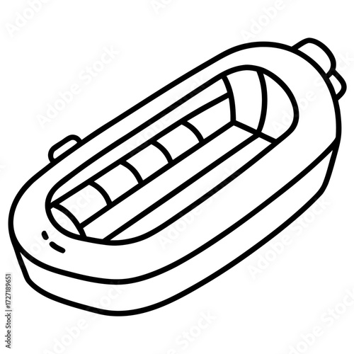 Inflatable Dinghy Line Vector