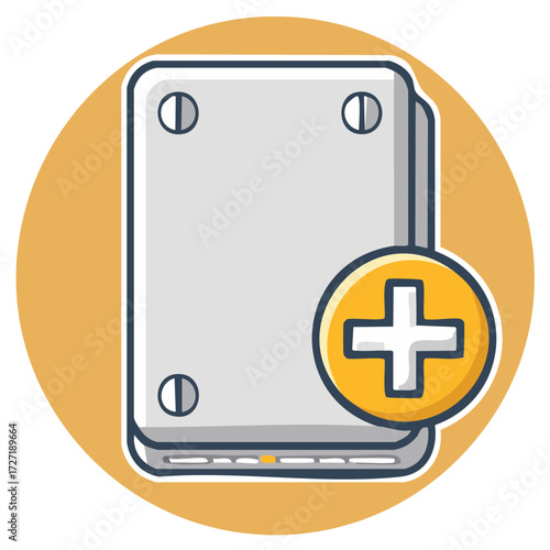 Digital Device with Plus Symbol Icon for Adding Data or Options