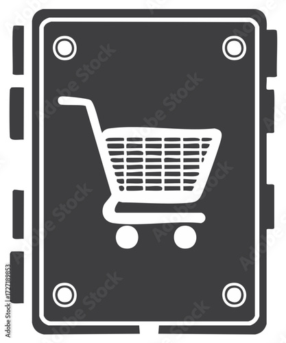 Mobile app with shopping cart for ecommerce and retail services offering online purchases and digital store experience