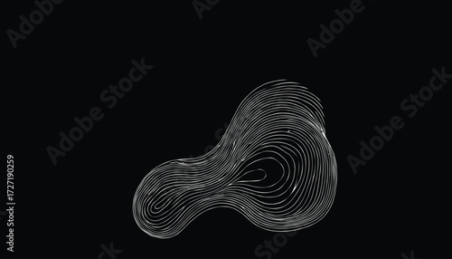 Futuristic fingerprint-inspired abstract lines flow across a deep black field, representing innovation, security, connectivity, and modern tech—ideal for branding, digital art, and design projects.