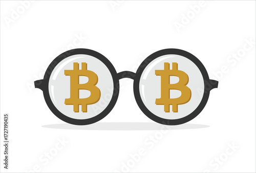 icon vector template design element Bitcoin whale or anonymous rich with bitcoin crypto trading, luxury nerd glasses with valuable Bitcoin symbols.