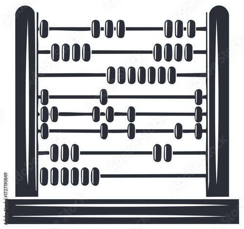 Simple Vintage Abacus With Beads For Counting and Calculation