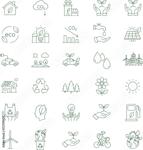 Ecology & Energy icon set. Collection of Ecology & Energy with concepts like renewable energy, environment, ecology and green electricity. Vector illustration 
