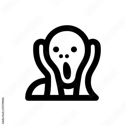 Black and white depiction of a screaming figure with hands on face in an iconic expressionist style art