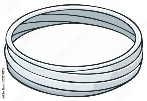 A coiled grey wristband or circular band shown in a clean cartoon vector style