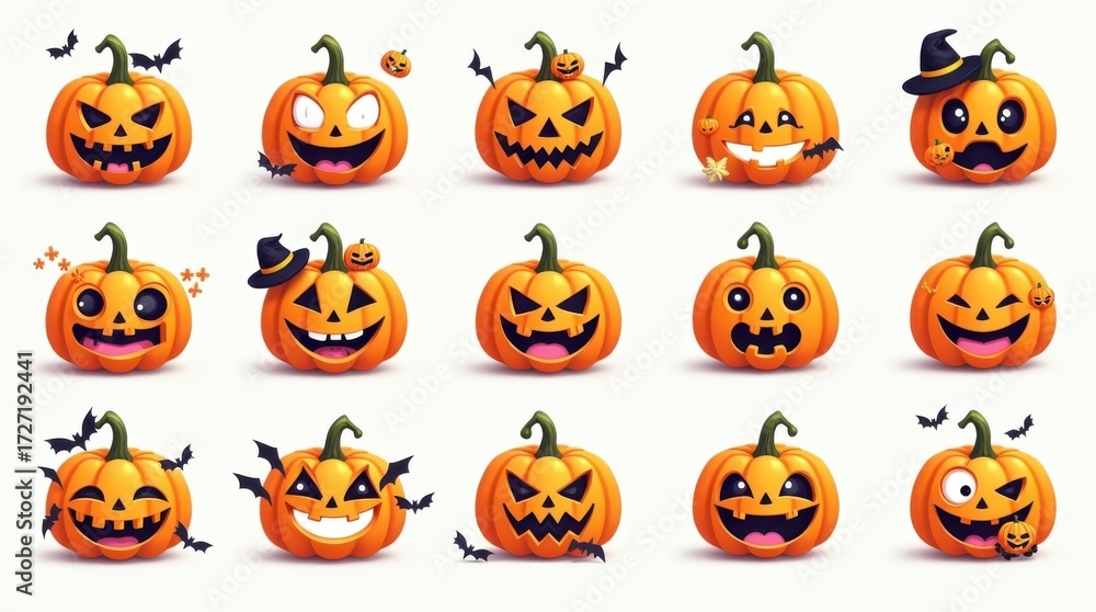 Halloween pumpkins seamless pattern