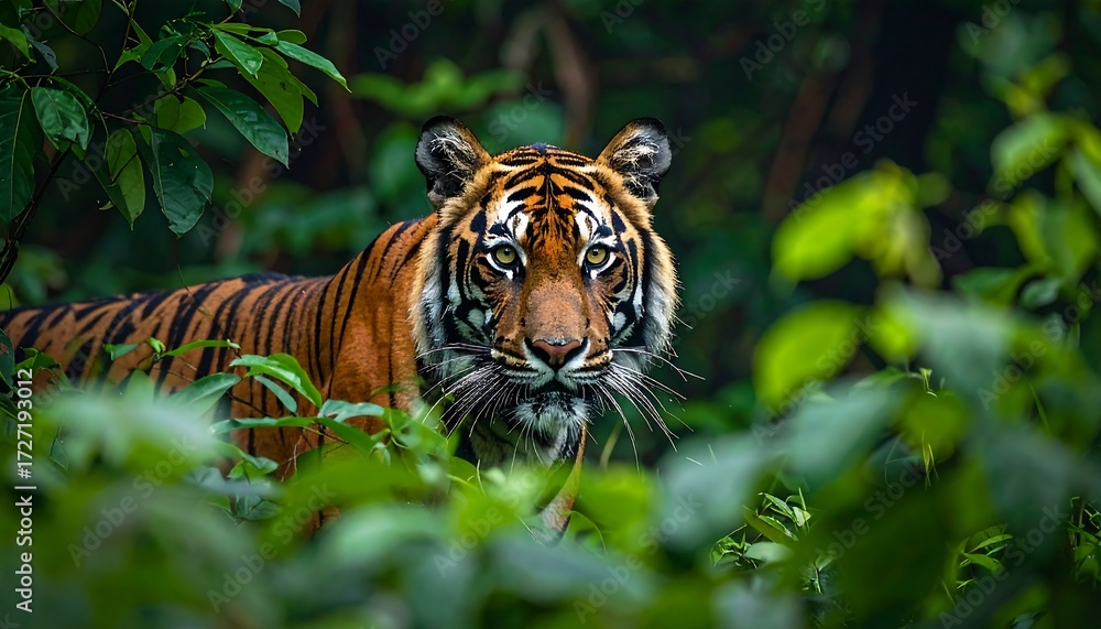 Fototapeta premium Tiger in dense jungle
