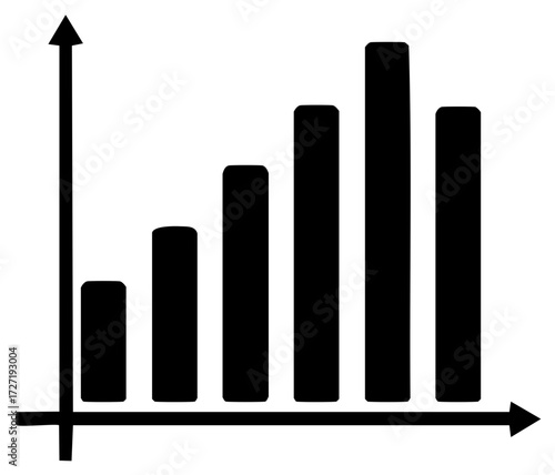 Black silhouette business chart illustration showing upward trending growth
