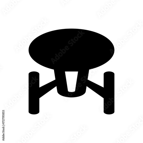 A simple black and white silhouette of the starship enterprise from star trek against a white background