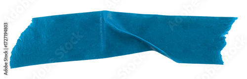 A piece of crumpled insulating tape on a white background. Blue insulating electrical tape.