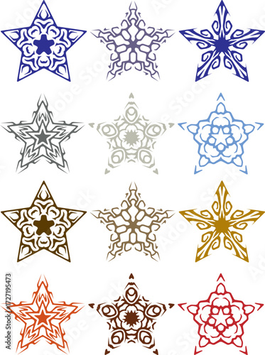 Colorful abstract star burst design with vibrant gradients and sharp rays. Dynamic vector illustration featuring glowing multicolor stars, explosive energy lines, and playful geometric bursts. Perfect