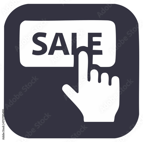 Hand Pushing Sale Button for Online Shopping Promotion Offer