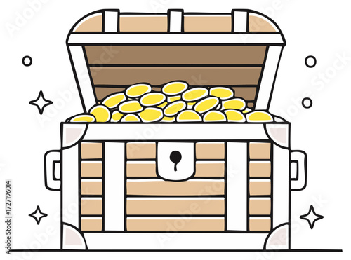 Open Treasure Chest Filled With Gold Coins Sparkle and Shine