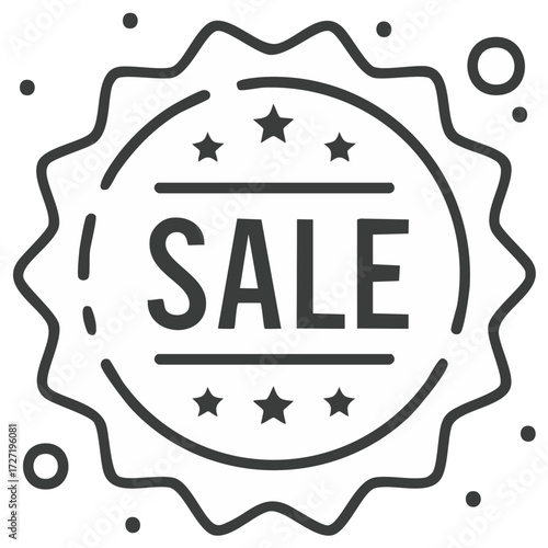 Sale badge design with stars and dots for promotional announcements