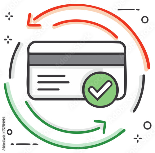 Successful Credit Card Transaction Icon for Recurring Payments and Subscriptions
