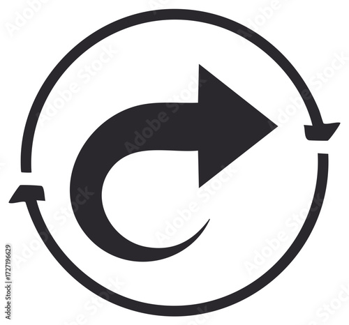 Circular arrow symbol indicating refresh or repeat process with clean graphic style