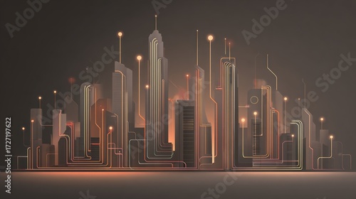 Cityscape abstract technology
